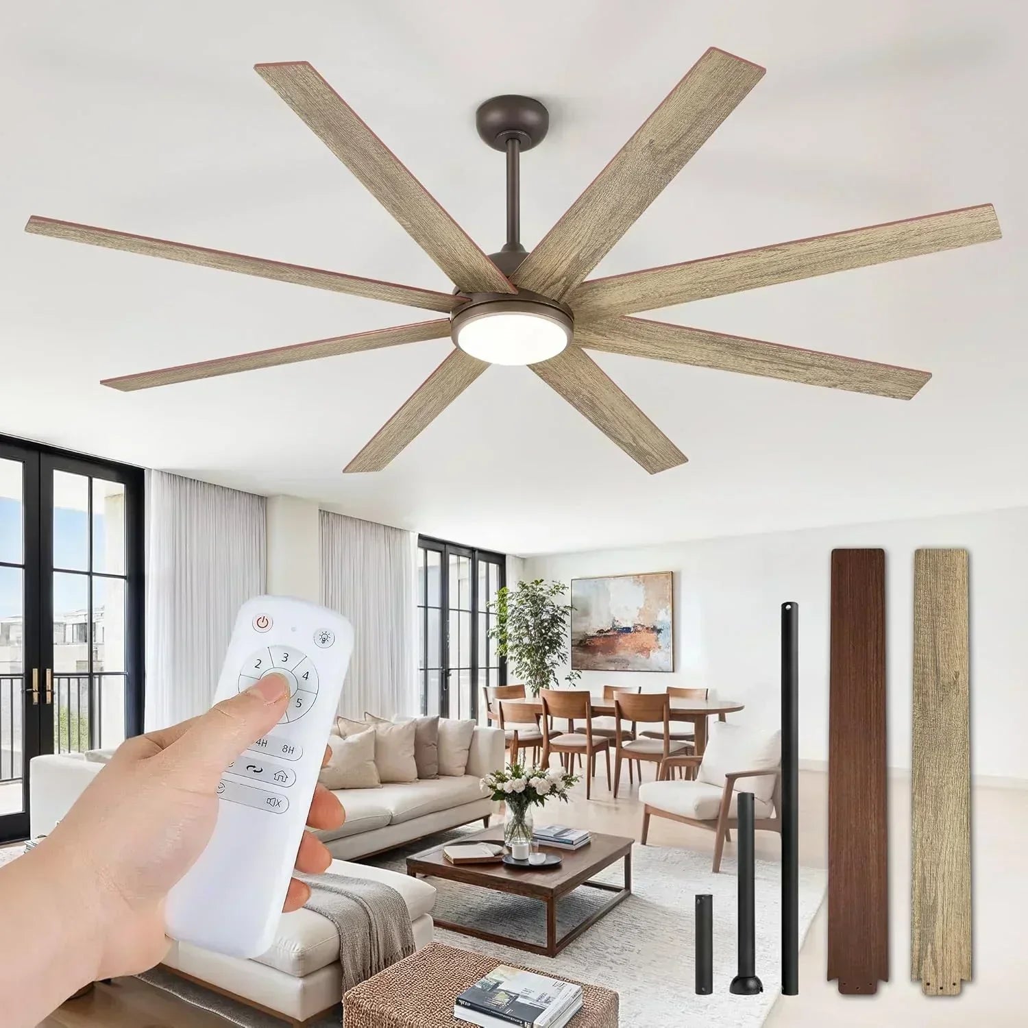 Ceiling Fan Indoor/Outdoor 8 Blades 65 inches