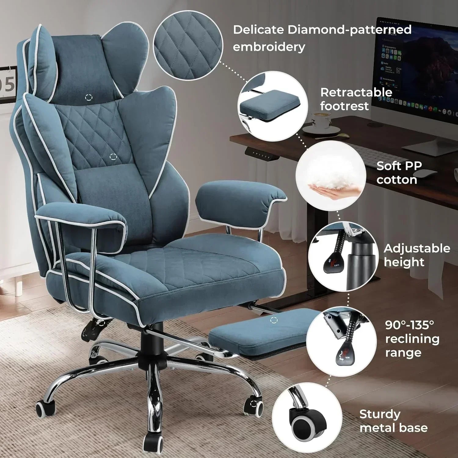 Large high back office chair high back leather gaming chair with footrest