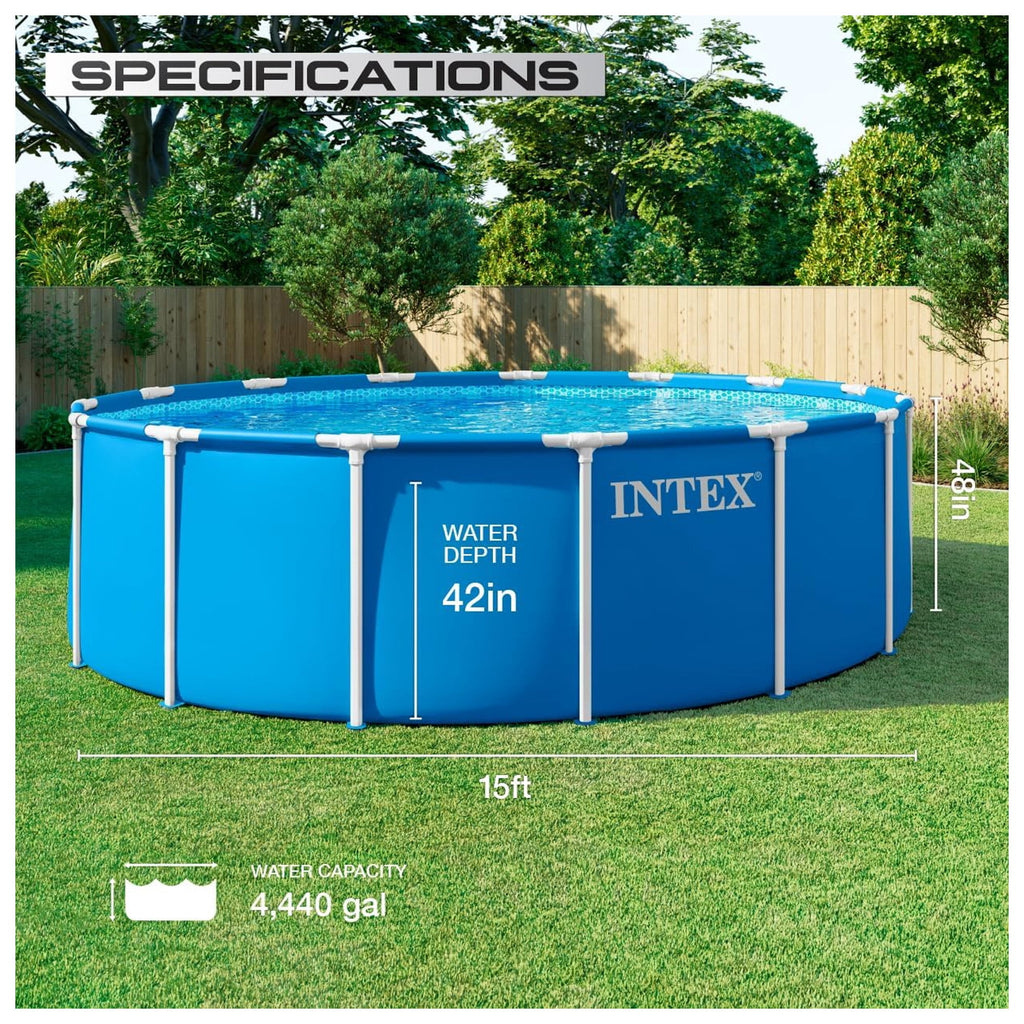 INTEX Metal Frame 12ft x 30in Above Ground Swimming Pool Set w/Filter Pump