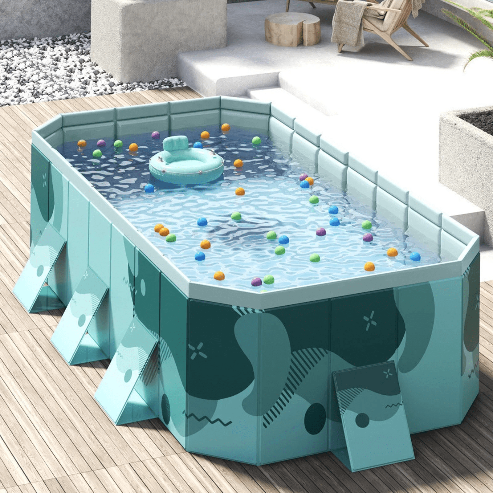 JieC 118Foldable Swimming Pool for Home Use, Easy to Place and Store Large Capacity Pool, for Yard, Garden, Patio,Green