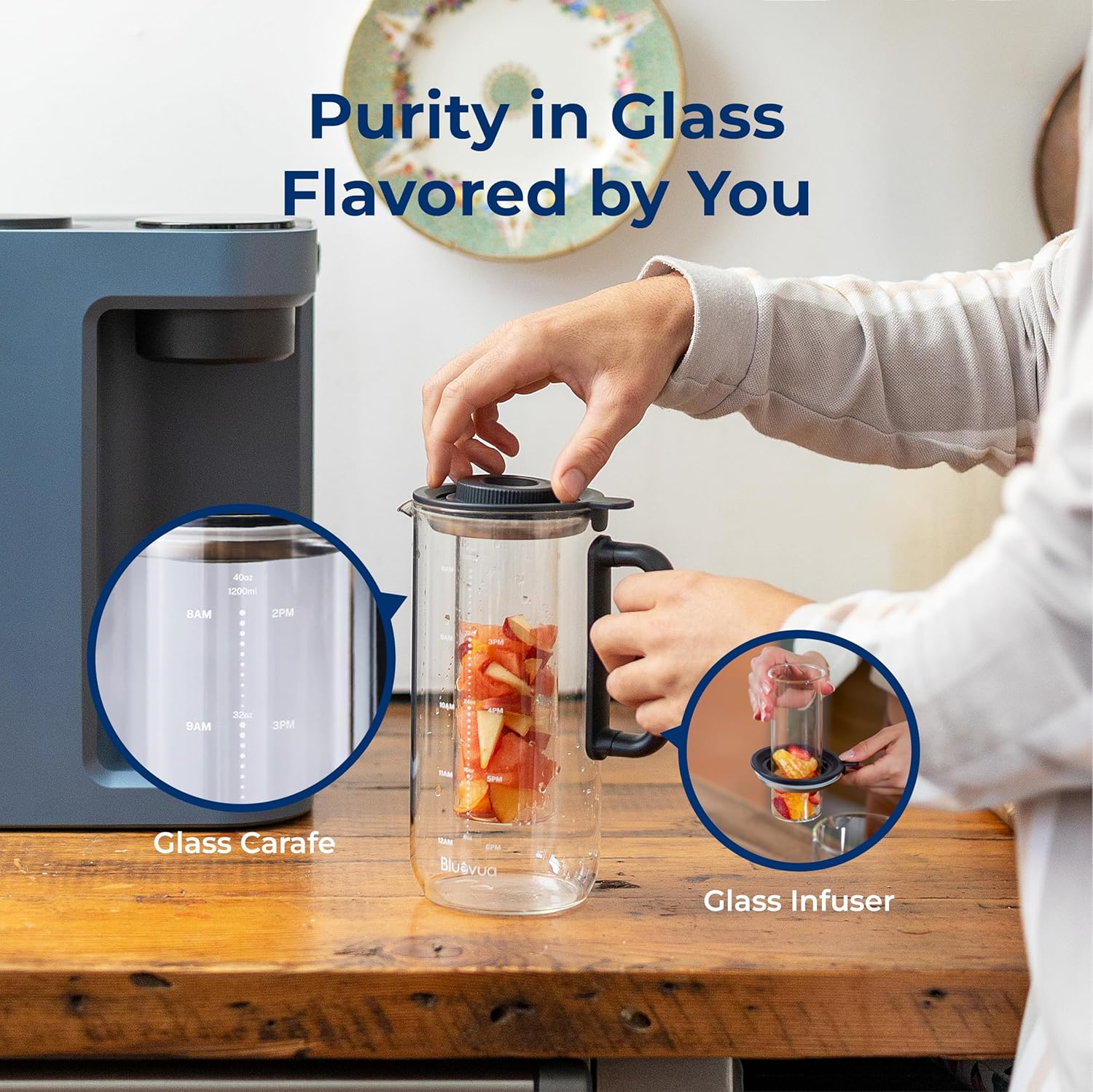 Bluevua RO100ROPOT-Lite(UV) reverse osmosis system countertop water purifier, 7-stage purification, with UV and remineralization functions, TDS and filter life monitoring