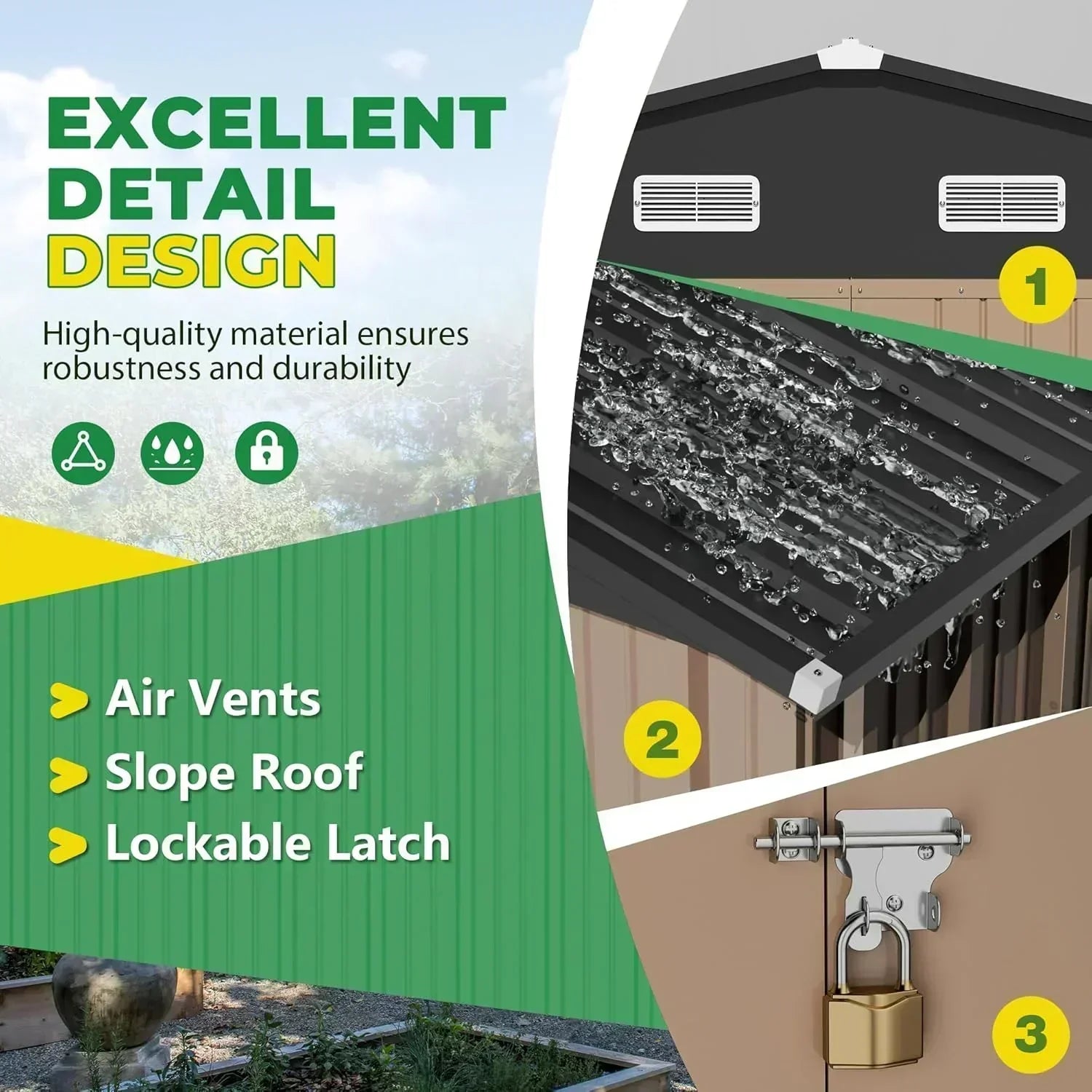 Devoko Outdoor Storage Shed Lockable Metal Garden Shed Steel Anti-Corrosion Storage House