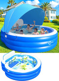 2025 Upgraded Inflatable Pool with Canopy Inflatable Family Lounge Pool Round Blow Up Pool