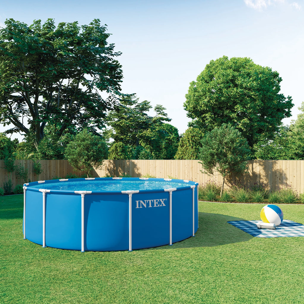 INTEX Metal Frame 12ft x 30in Above Ground Swimming Pool Set w/Filter Pump