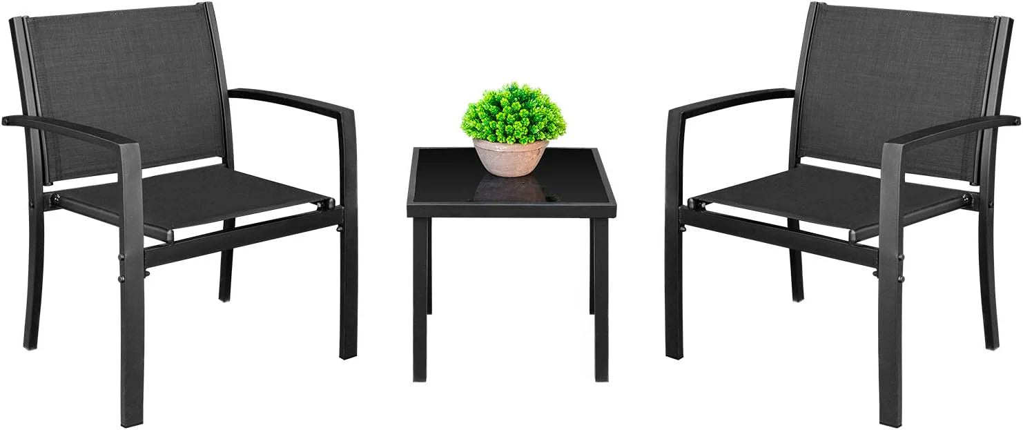 Homall Patio Dining Set 7 Pieces Outdoor Furniture with Large Table and 6 Textilene Chairs for Porch, Brown