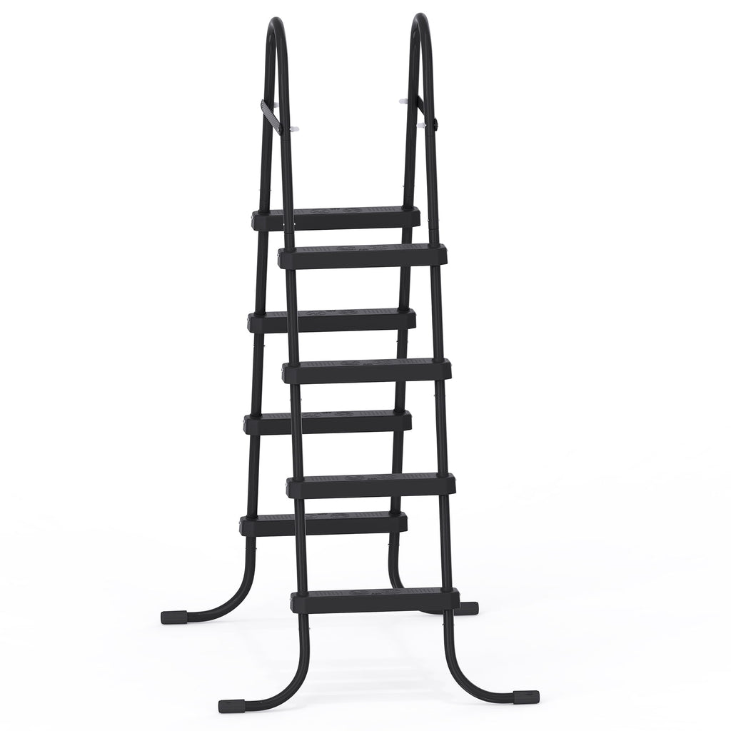 Ktaxon 52 4Step Steel Frame Above Ground Swimming Pool Ladder,Heavy Duty Double Sided Removable Pool Steps with Ladder Escape