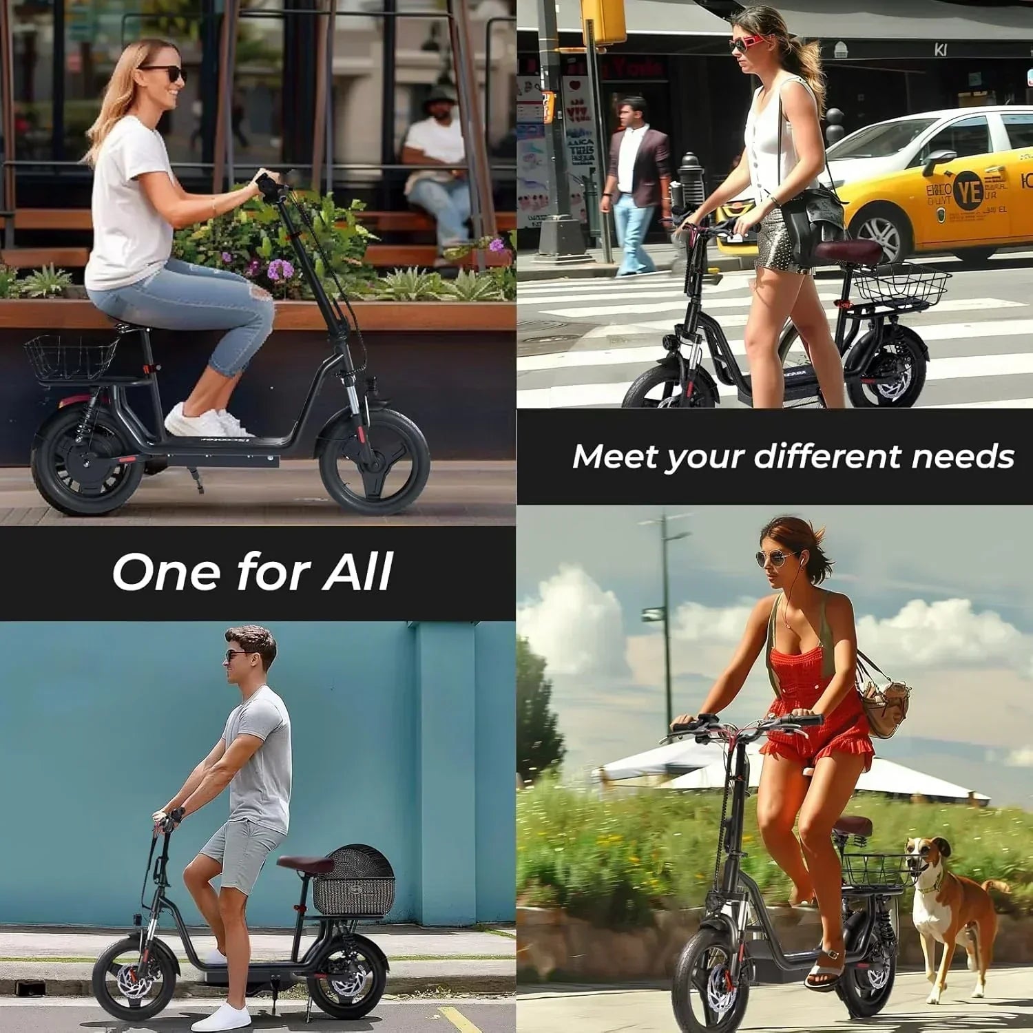iScooter electric scooter with seat 28/19/15.6 mph top speed dual suspension scooter
