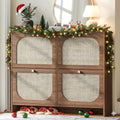 Nicetree Freestanding Ultra Slim Arched Rattan Accent Shoe Storage  Modern Rustic Shoe Rack