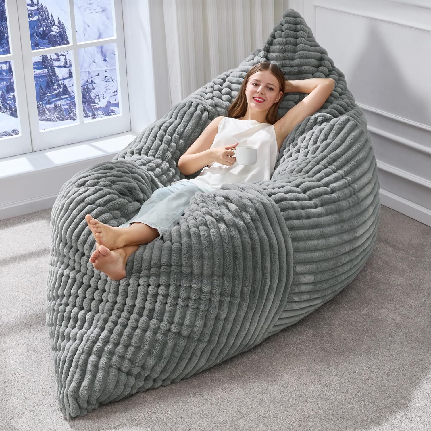 Hobestluk 3 in 1 Bean Bag Chair Giant Bean Bag Chairs Convertible Bean Bag Floor Cushion