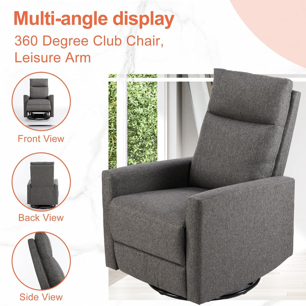 Sweetcrispy Massage Recliner Chair for Adults, Adjustable Home Theater Seating with Lumbar Support for Living Room, Modern Fabric Reclining, Light Grey