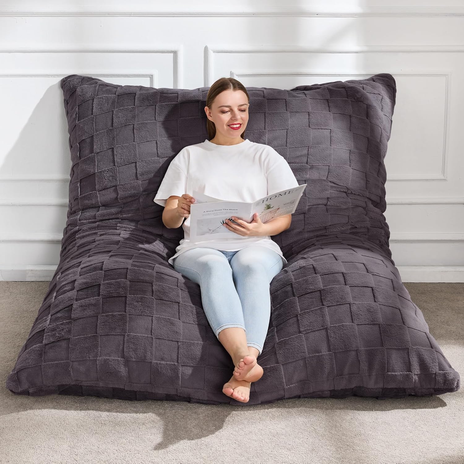 Hobestluk 3 in 1 Bean Bag Chair Giant Bean Bag Chairs Convertible Bean Bag Floor Cushion