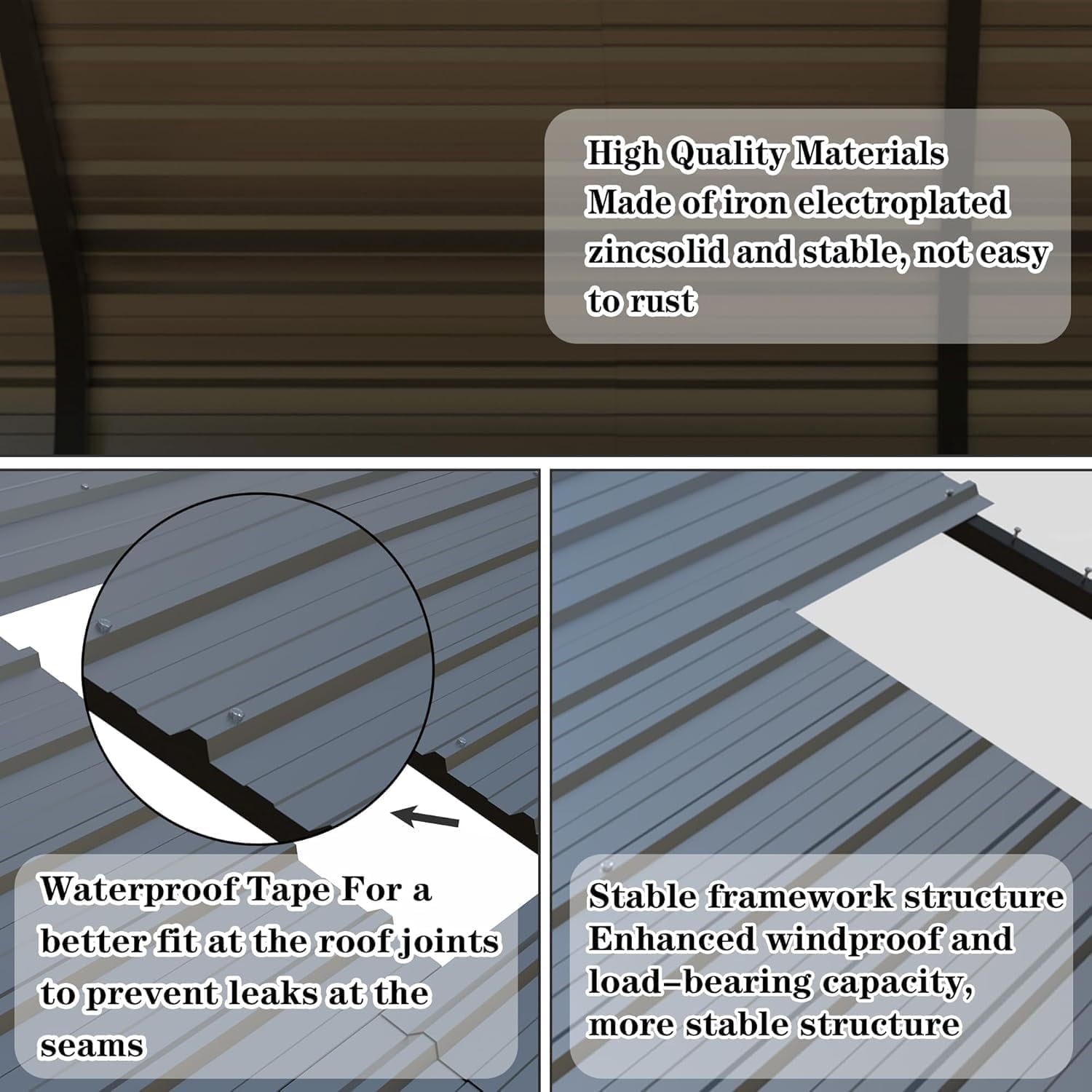 Heavy-Duty 10x20 ft Carport Garage, All-Weather Protection for RV, Boat, Car & Truck, Portable Shelter with Wind & Rust Resistance