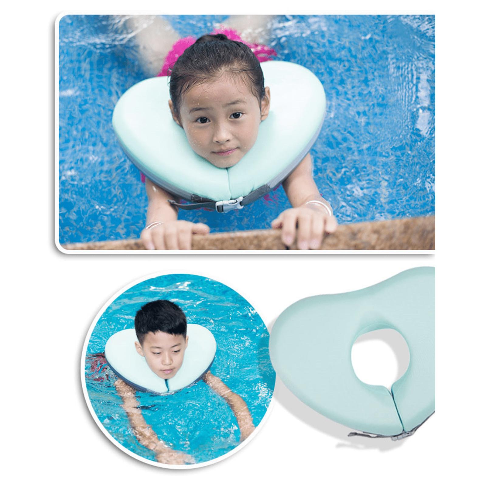 Ueasy Love Shaped Swimming Pool Floating with Locking Collar for Arm Release Training on Water Fun Neck Swimming Ring for Teens and Adults