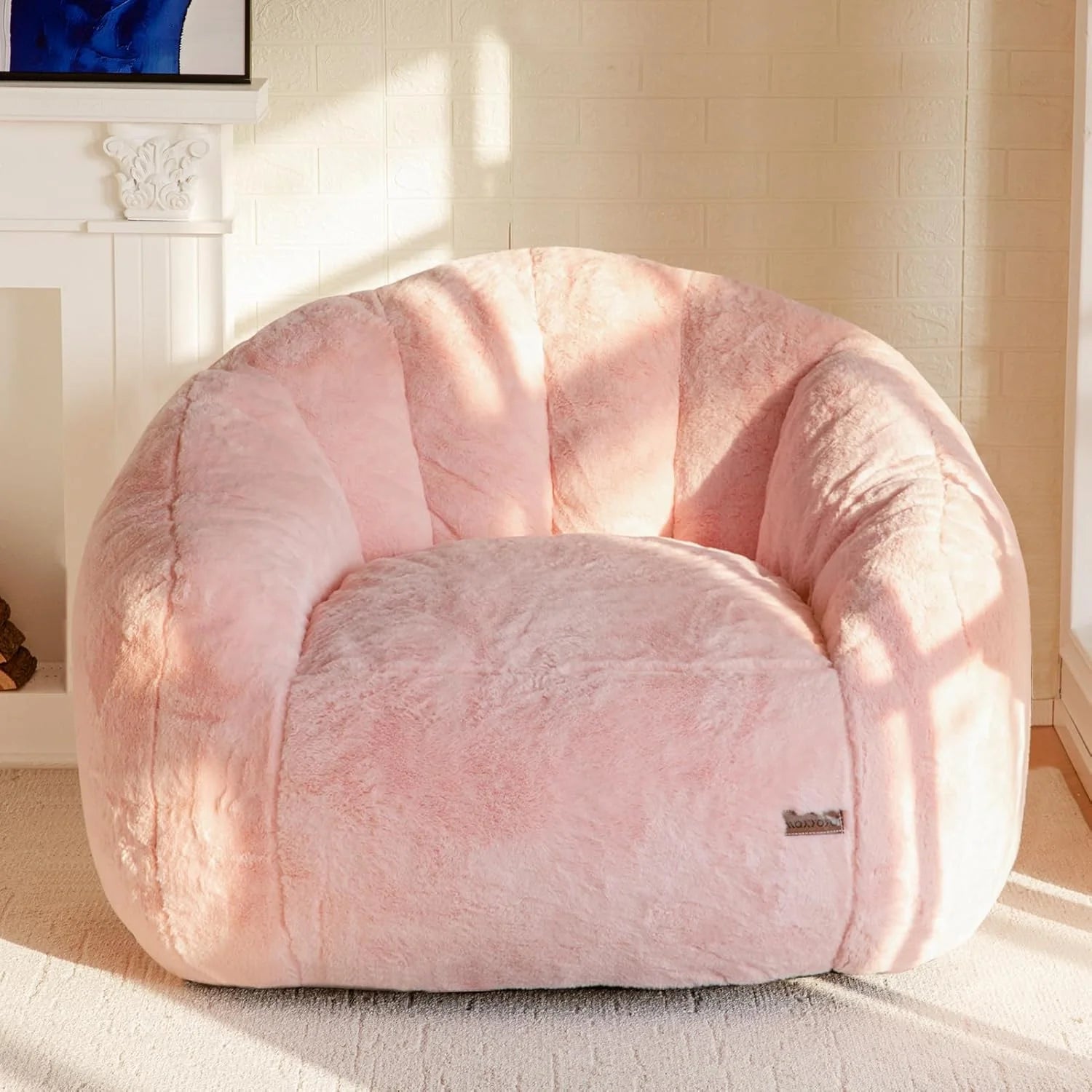 MAXYOYO Giant Bean Bag Chair Oversized Bean Bag Couch Faux Fur Shell-Shaped Large Chair