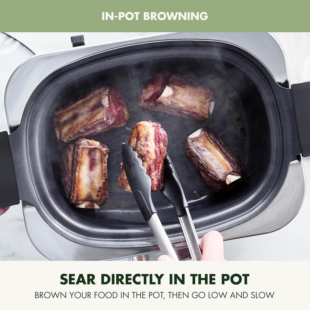 8-in-1 Programmable 6QT Electric Slow Cooker with Dishwasher-Safe Lid and Removable Base