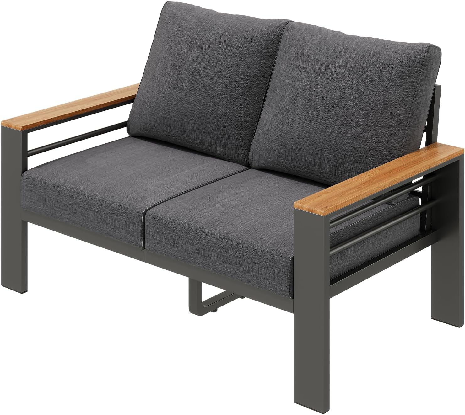 Aoxun Aluminum Outdoor Patio Furniture Set, 5 Seats Outdoor Sectional with Coffee Table, Patio Conversation Sets with Upgraded Armrests and Cushions for Backyard, Garden and Poolside