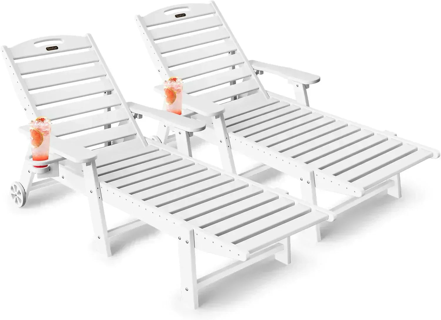 Lounge Chair Outdoor Chaise Lounge HDPE 6-Position Outdoor Chaise Lounge Patio Lounge Chair