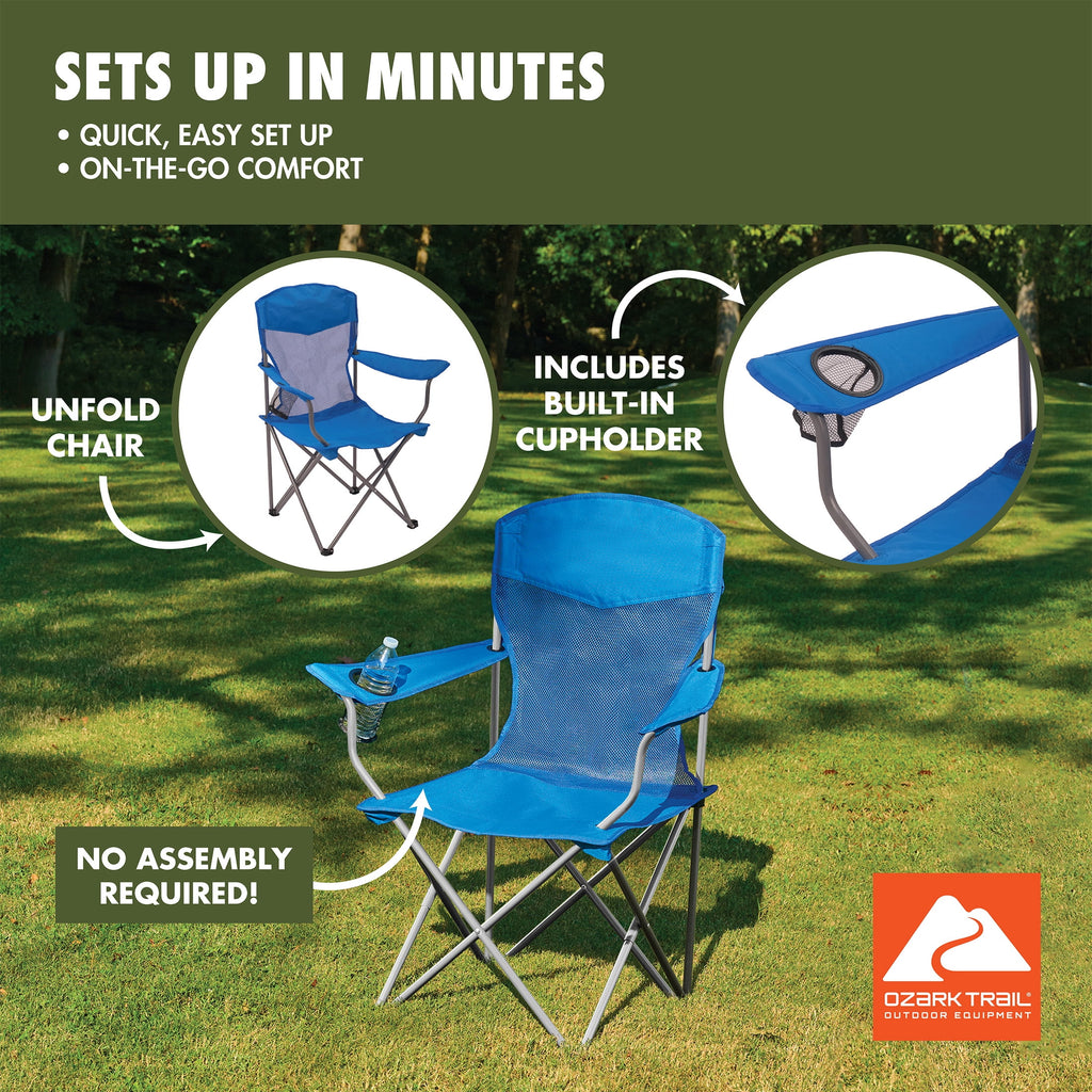 Ozark Trail Basic Mesh Chair Blue, Adult