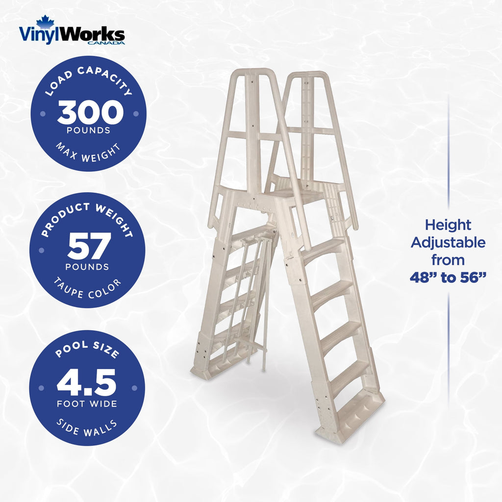 Vinyl Works Canada SLAW Slide Lock A Frame Above Ground Pool Ladder, White