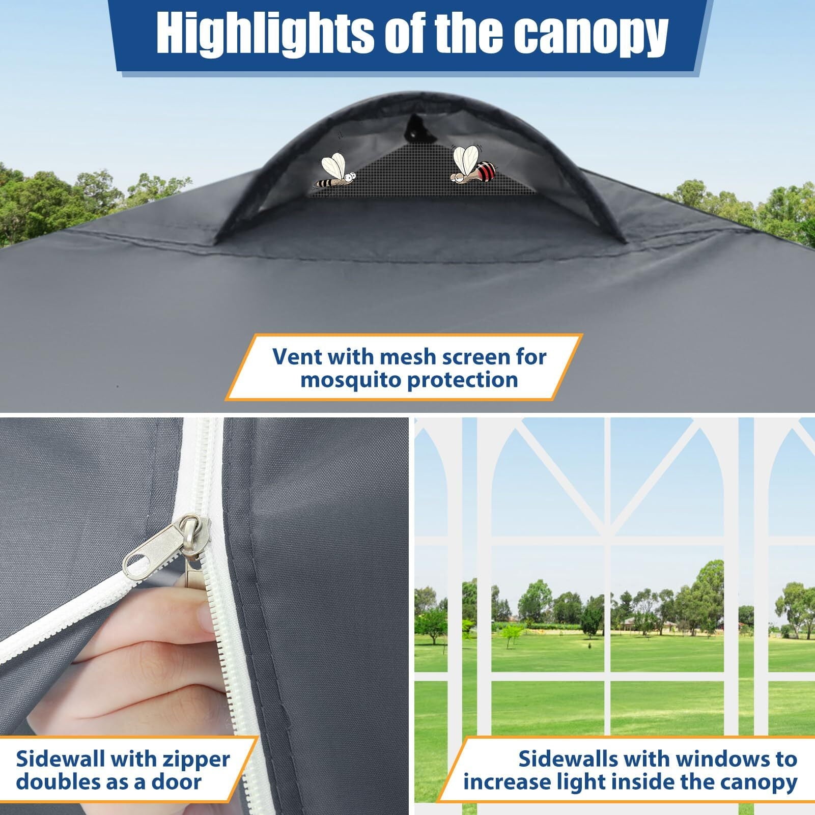 HOTEEL 10x10ft Popup Canopy Waterproof Canopy with 4 Sidewalls Outdoor Commercial Instant Shelter Beach Camping Canopy Tent for Party, Black