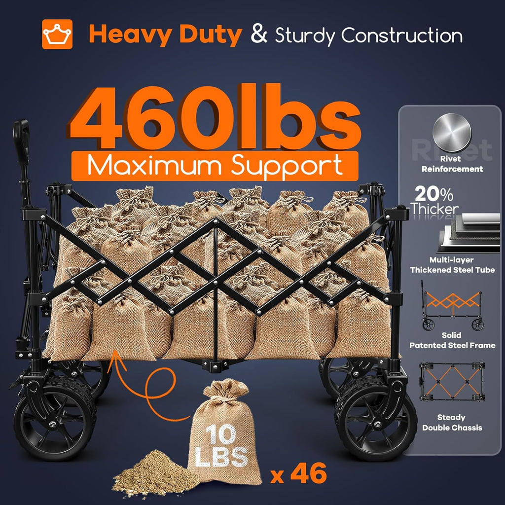 38 long foldable four-wheel stroller 460 lb capacity 220 liter folding beach stroller