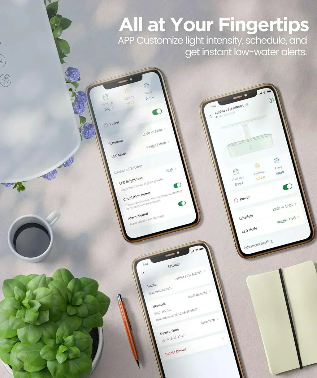 Hydroponic Planting System Kit App and WiFi Controlled Indoor Garden Full Spectrum Grow Light