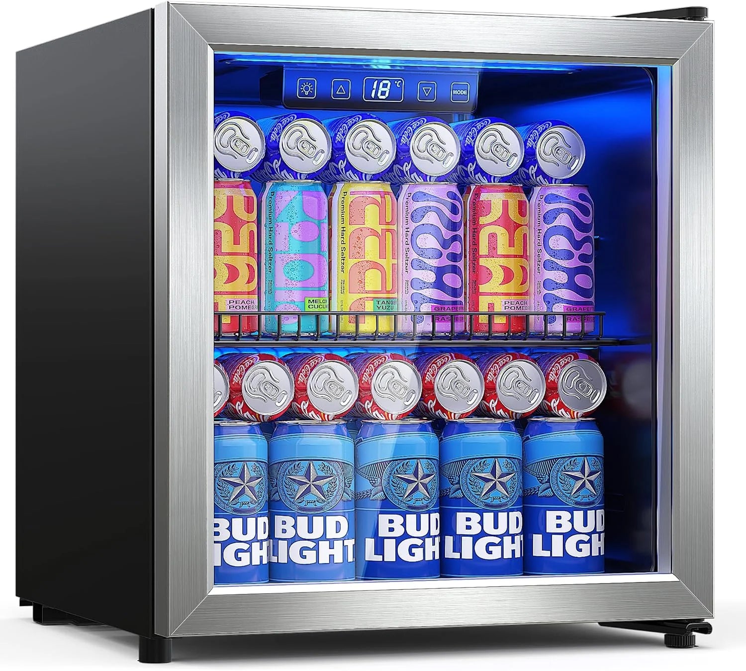 Beverage Refrigerator Cooler-120 Cans Freestanding Mini Fridge Cooler with Glass Door