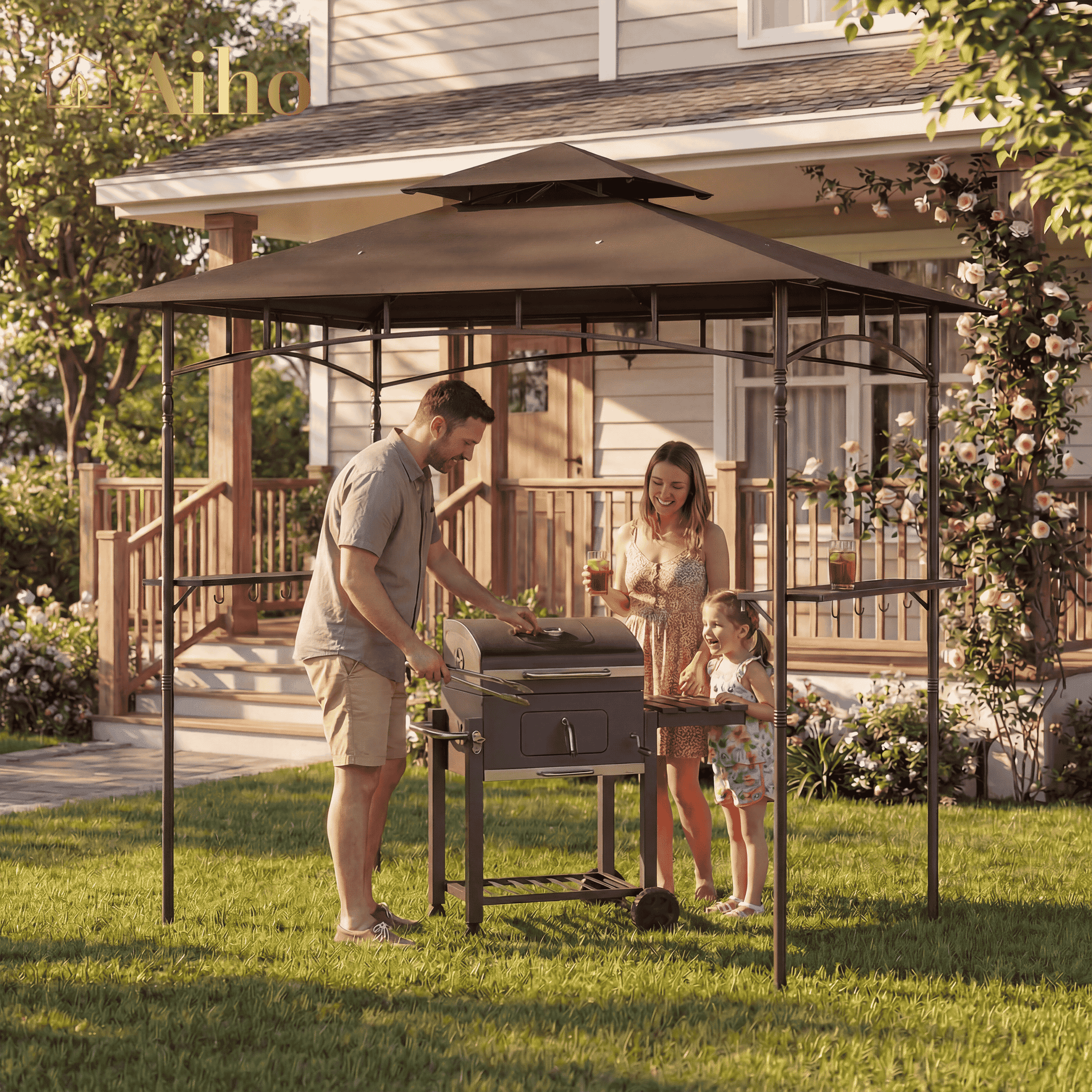 10x10 Pop-Up Canopy Tent with Removable Walls, 3 Height Adjustable Easy Set up Portable Gazebo, For Camping, White