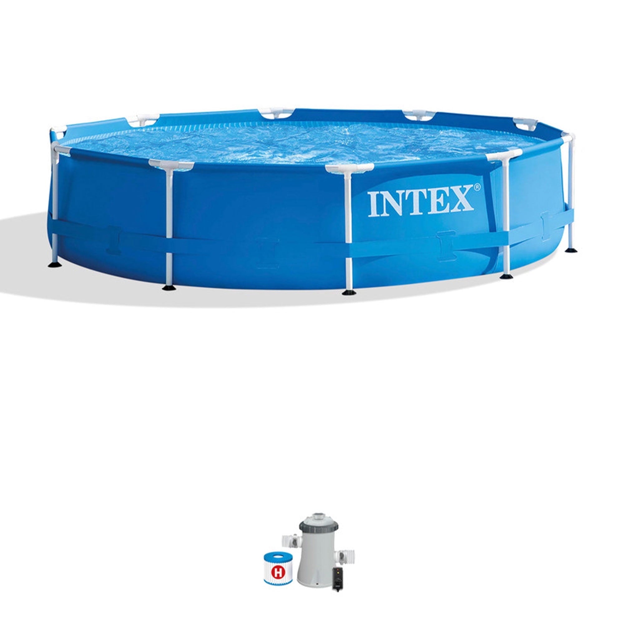 INTEX Metal Frame 12ft x 30in Above Ground Swimming Pool Set w/Filter Pump