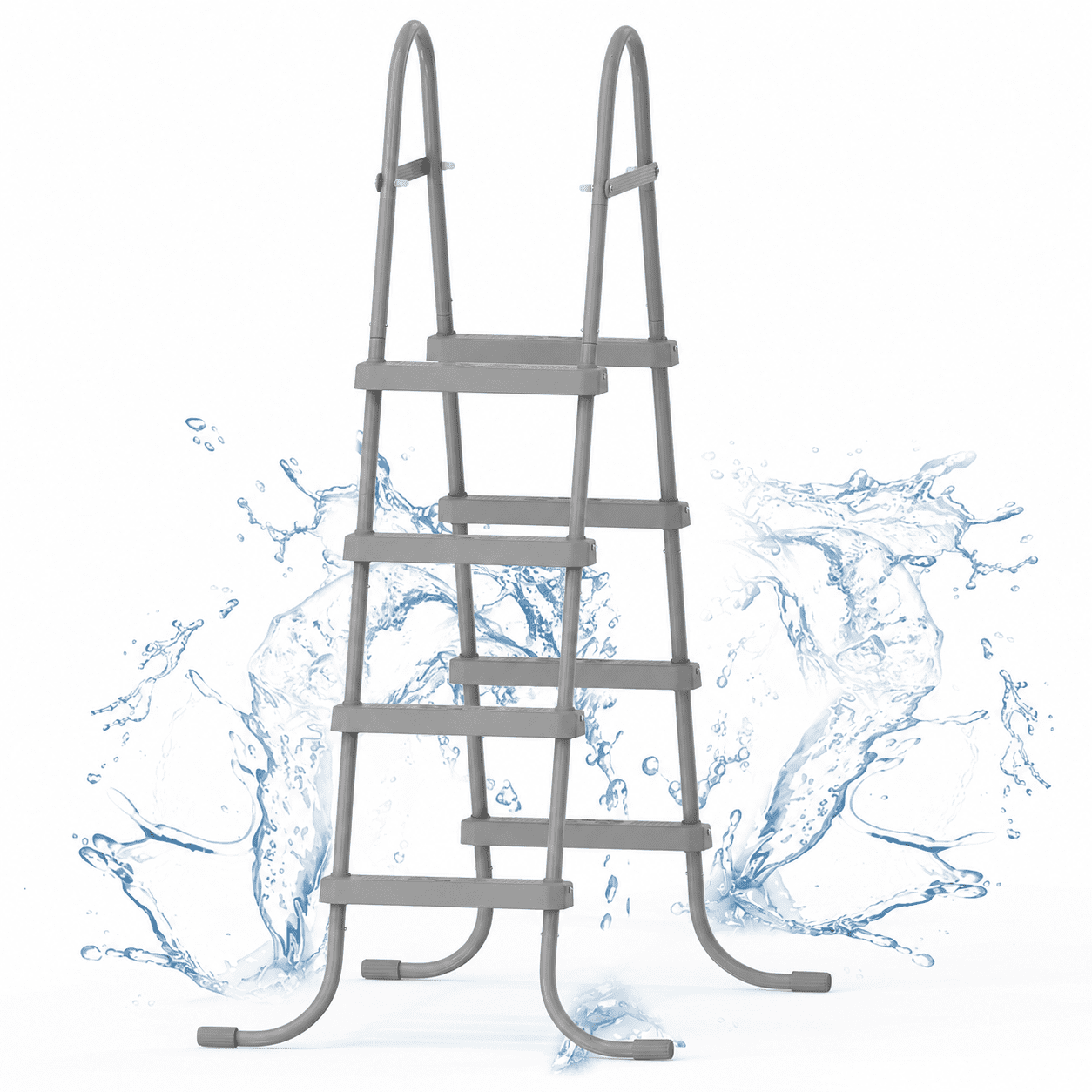 Ktaxon 52 4Step Steel Frame Above Ground Swimming Pool Ladder,Heavy Duty Double Sided Removable Pool Steps with Ladder Escape