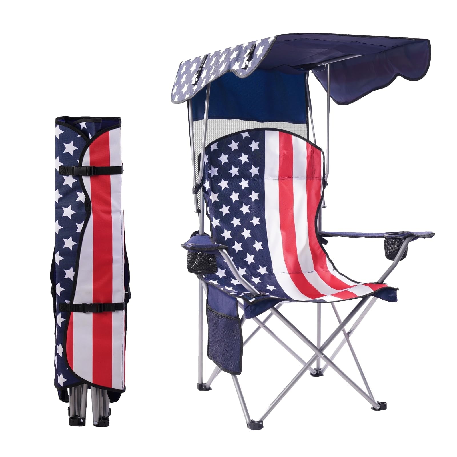 VTOY Camping Chair with Canopy Portable Canopy Camping Chairs with Shade for Outside Folding Beach Chairs with Shade for Adults(Olive Green)