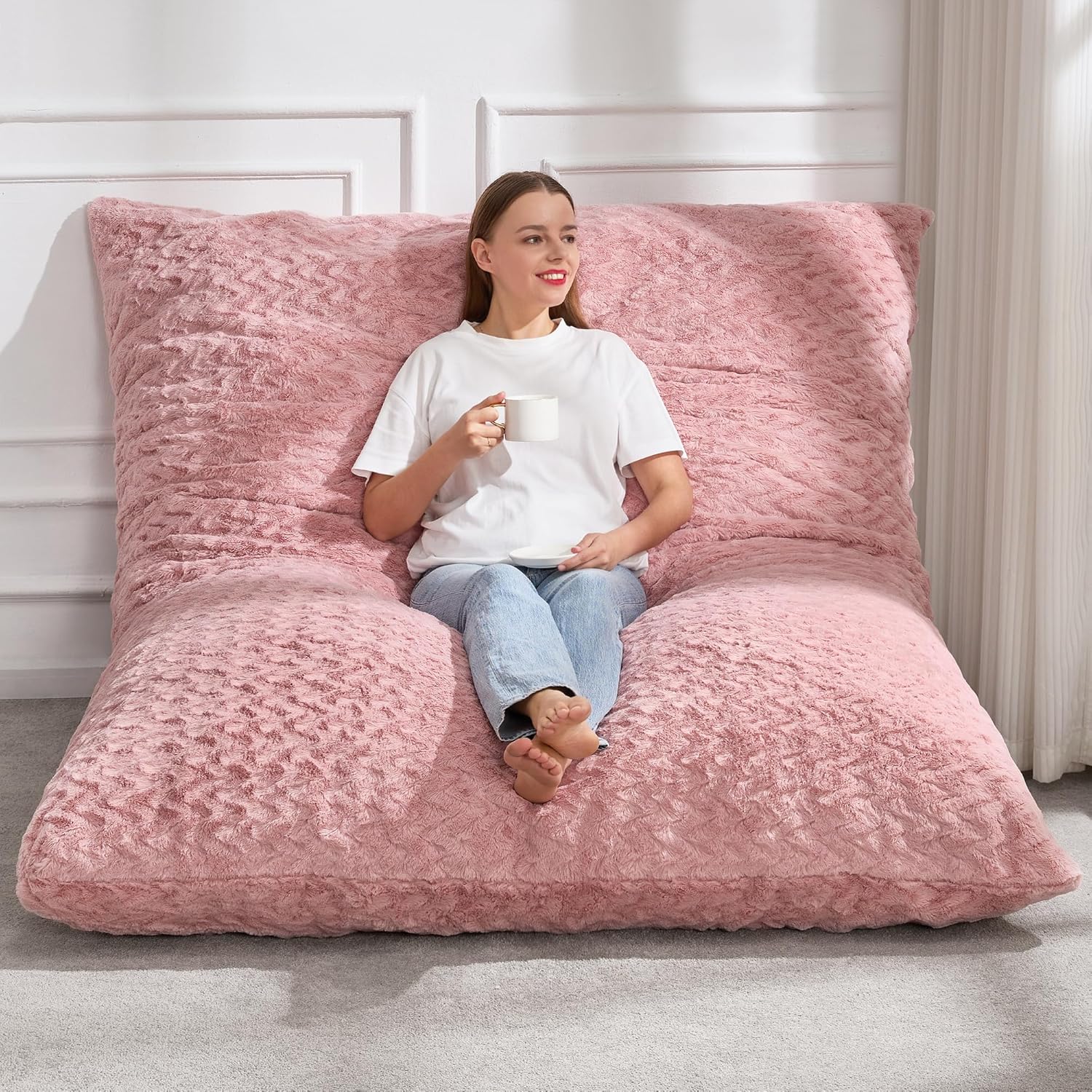 Hobestluk 3 in 1 Bean Bag Chair Giant Bean Bag Chairs Convertible Bean Bag Floor Cushion