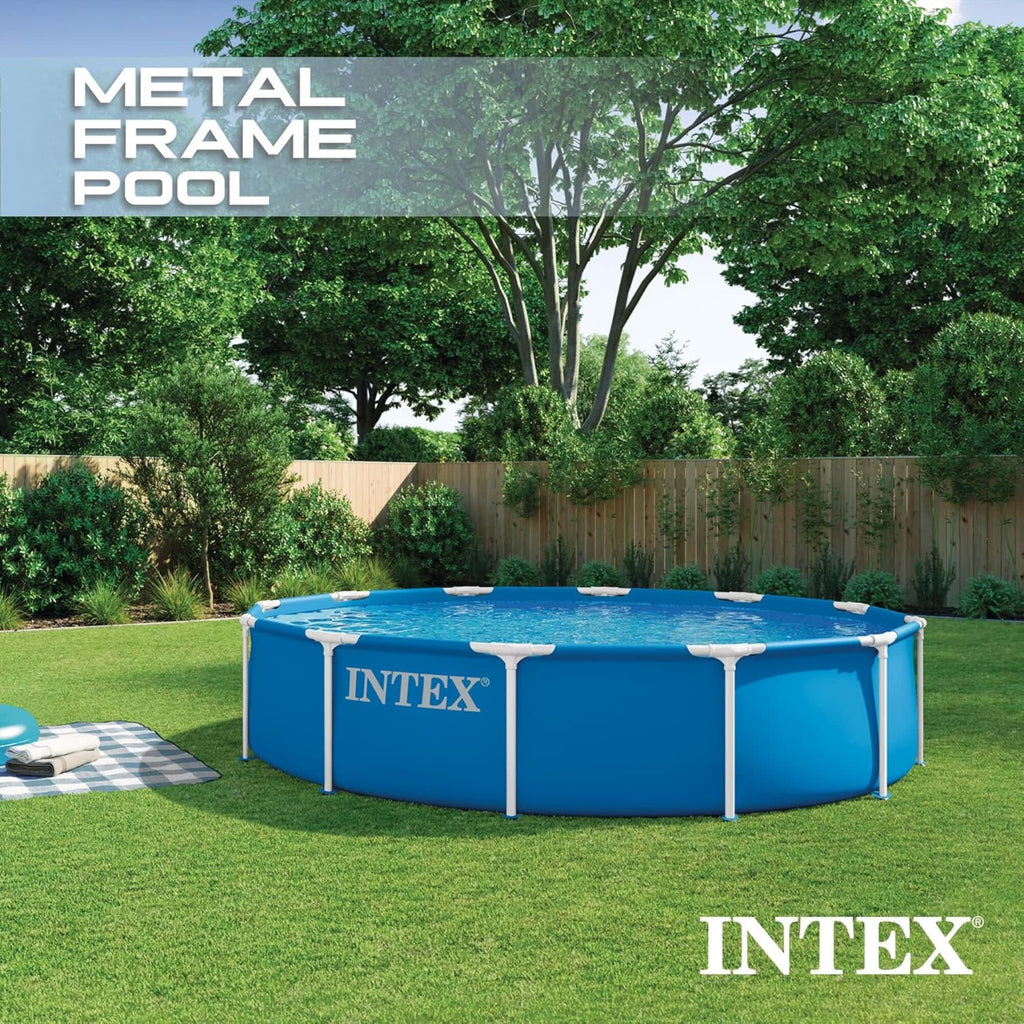 INTEX Metal Frame 12ft x 30in Above Ground Swimming Pool Set w/Filter Pump