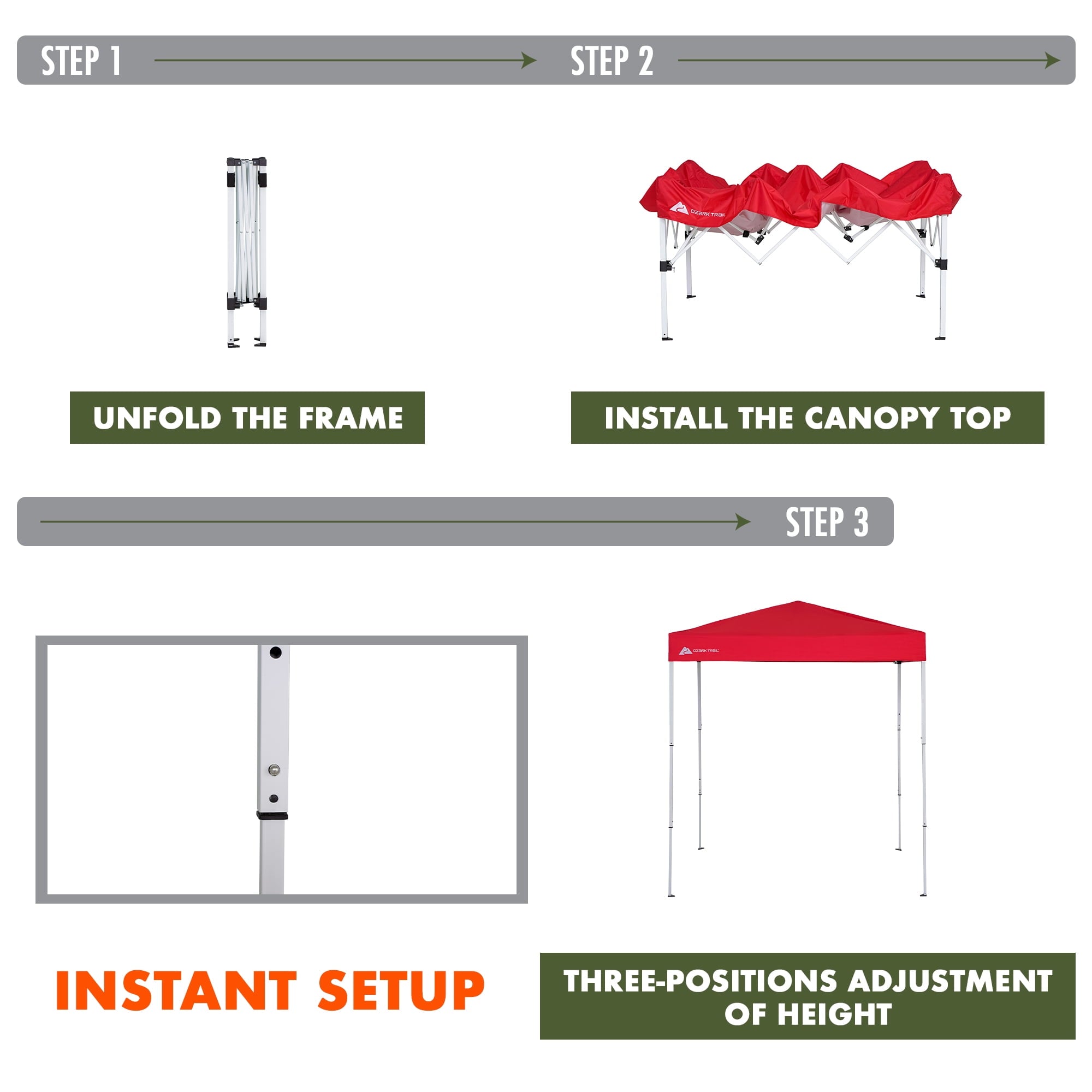 Ozark Trail 4' x 6' Instant Pop-up Outdoor Canopy Shelter, Brilliant Red