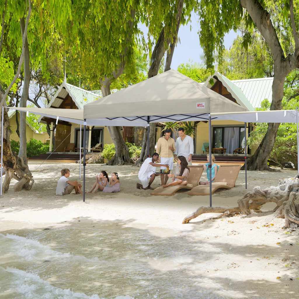 MASTERCANOPY 10 x 10ft Pop-up Canopy Tent with 2 Detachable Side Shades, White