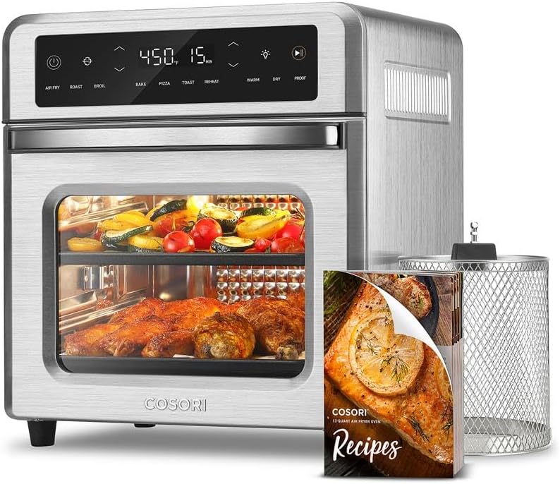 COSORI 11-in-1 air fryer 13-quart capacity combines grilling toasting baking and reheating