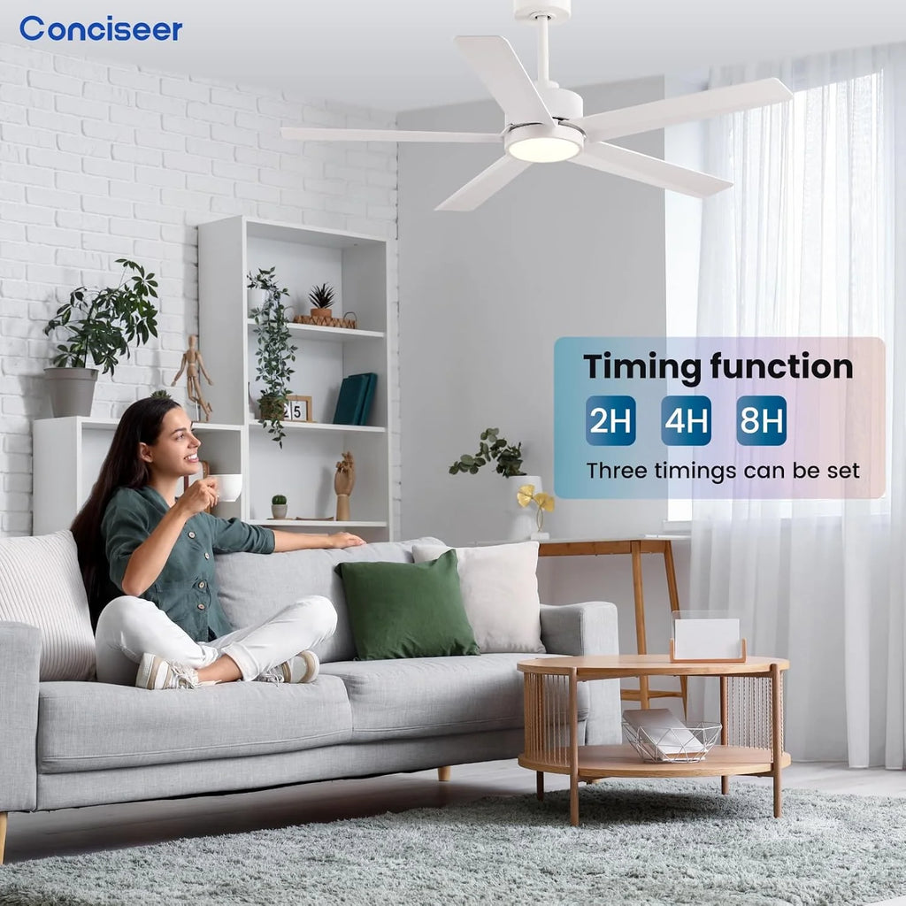 Modern Ceiling Fans with Lights, 72 Inch Ceiling Fan with Light and Remote, Bedroom Living Room Library Cafe Outdoor/Industrial,24W 3CCT Dimmable, 8 Blades 6 Speed Reversible Quiet DC Motor, Black