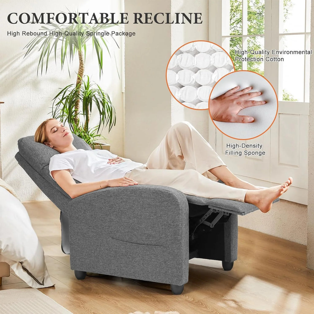 Sweetcrispy Recliner Chair, 360 Swivel Rocker Chair for Adults, Glider Rocker Recliners, Nursery Chairs for Living Room, High Back, Upholstered Deep Seat, Classical Brown