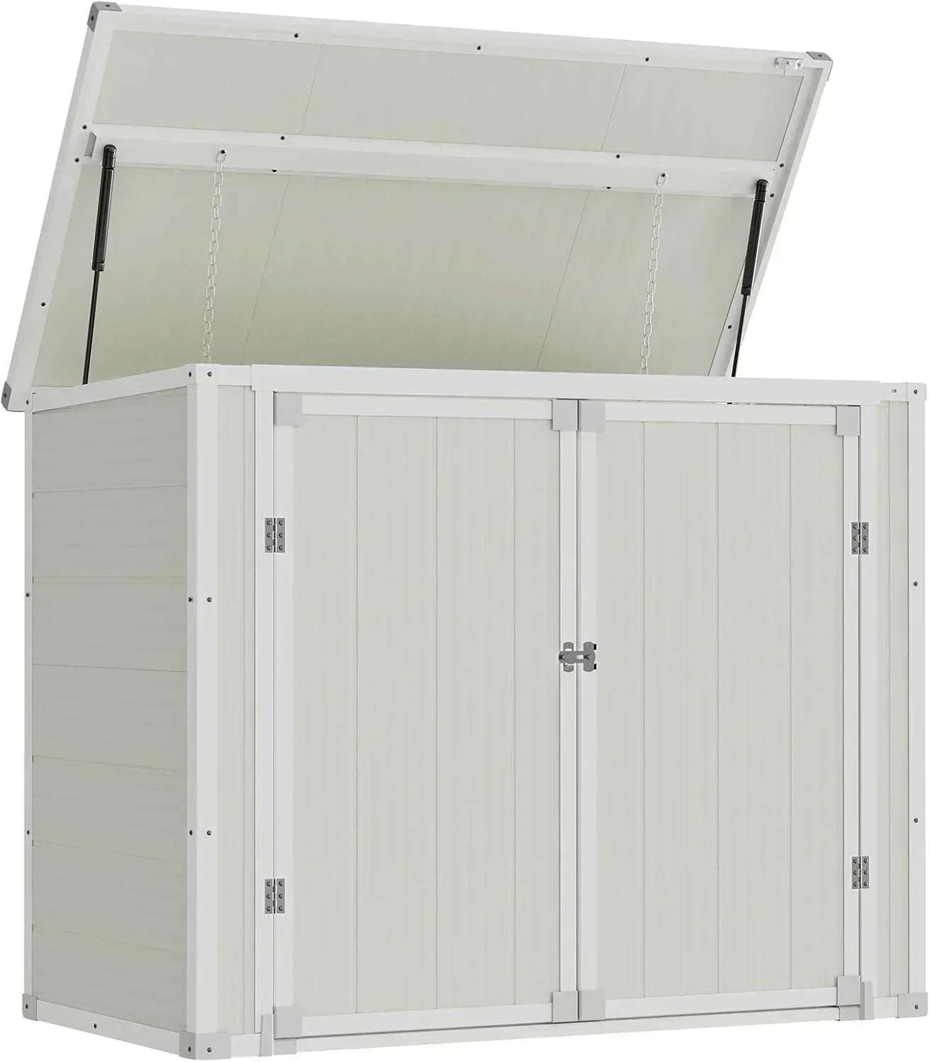 Amopatio 41 Cu Ft Horizontal Outdoor Storage Shed Resin Trash Can Storage Resin Shed Garden Tools