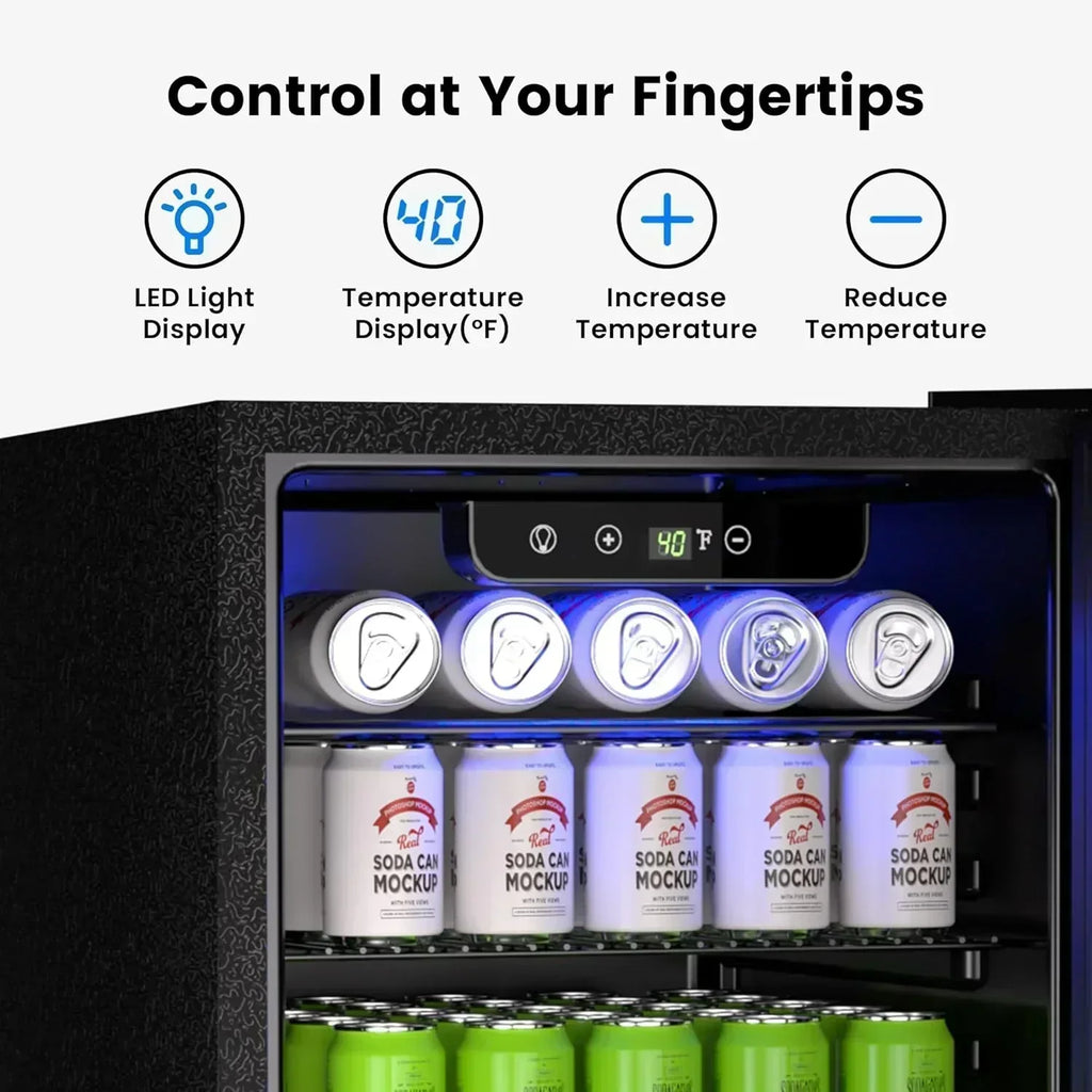 Beverage Refrigerator Cooler 126 Can Mini Fridge Glass Door for Drinks Soda Beer Wine Refrigerator