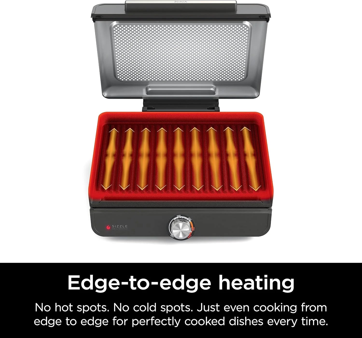 Ninja Griddle and Indoor Grill, 14��? Electric Grill, For Steak, Burgers, Salmon, Veggies, and More, Pancake Griddle, Nonstick, Dishwasher Safe, 500F, Even Cooking, Silver, GR101