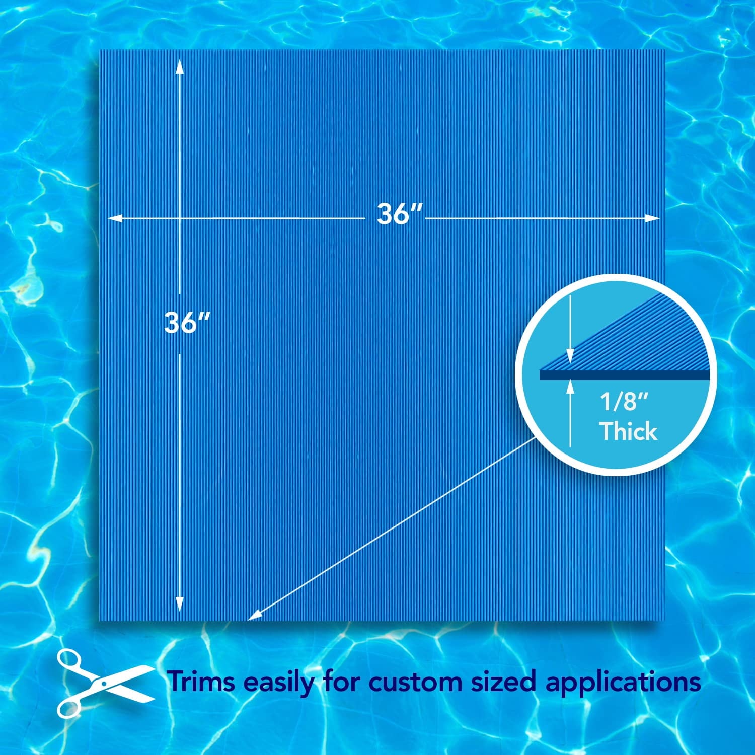 Resilia Stay-Put Pool Ladder Mat Protective Non-Slip Pad, Blue
