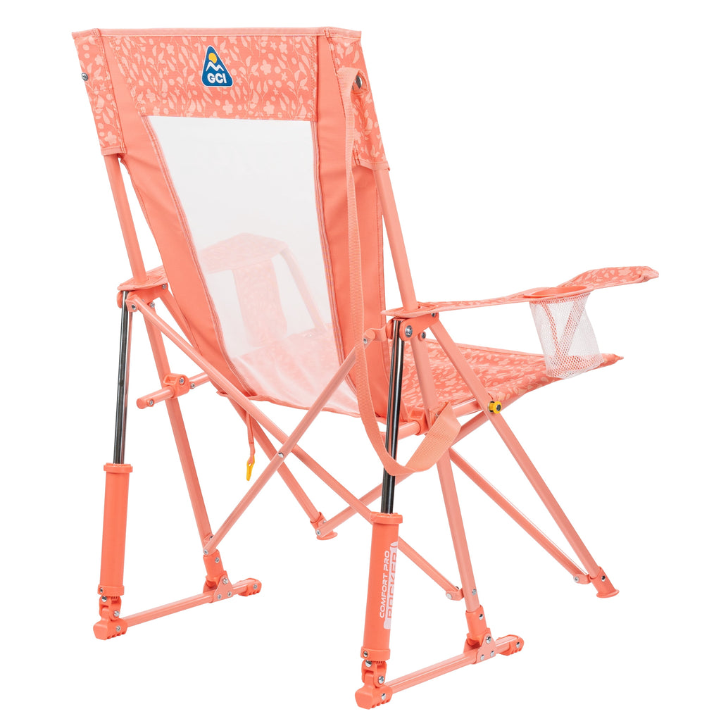 GCI Outdoor Comfort Pro Rocker Camping Chair with Mesh Backrest, Pastel Green Colorblock