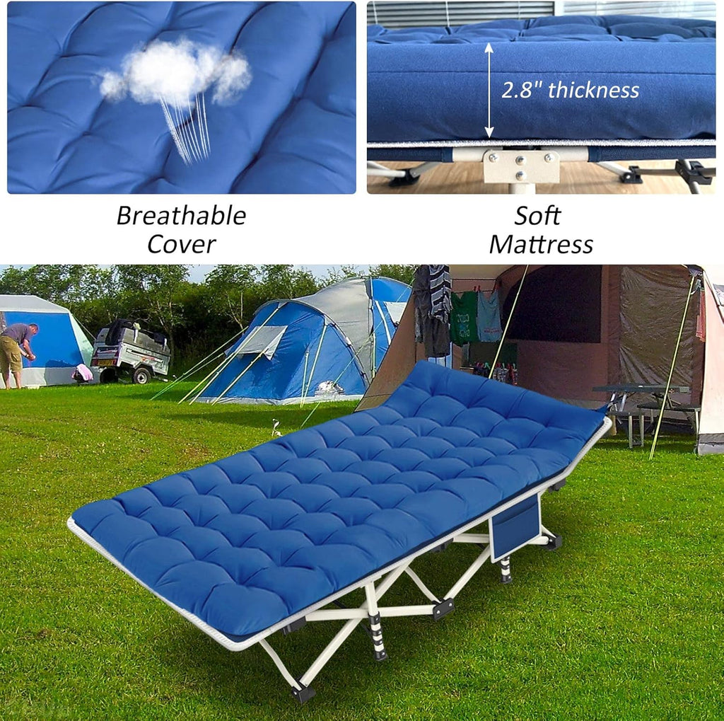 2 Pack Camping Cot with Mattress Comfortable Sleeping Cot Camping Cots for Adults 2 Person Folding Cot Heavy Duty Cots for Sleeping with Carry Bag Outdoor Indoor Home Vacation