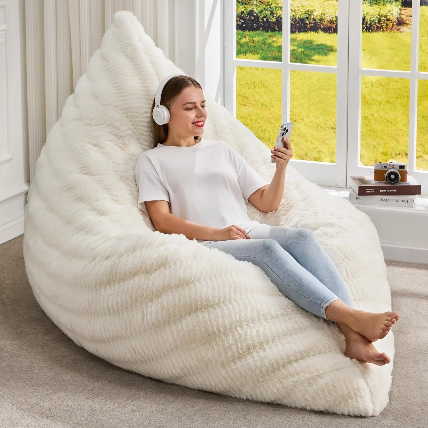 Hobestluk 3 in 1 Bean Bag Chair Giant Bean Bag Chairs Convertible Bean Bag Floor Cushion