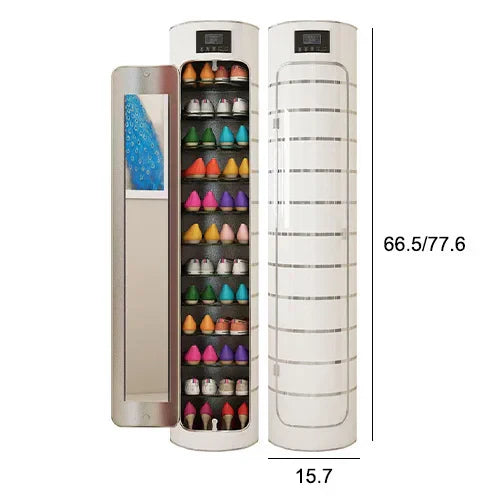 Large-capacity multi-layer rotating disinfection shoe cabinet with mirror deodorizer