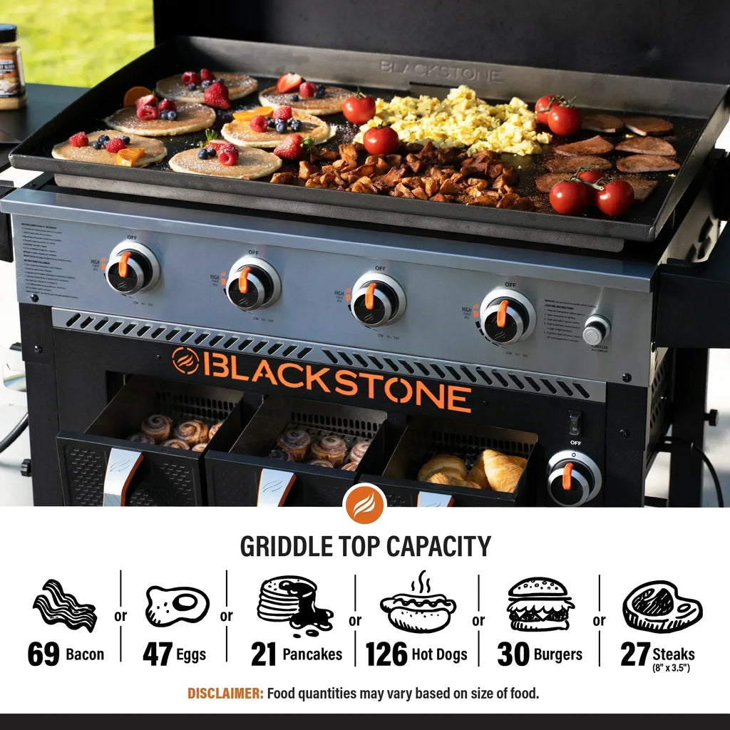 Blackstone 4-Burner 36 Propane Griddle with Air Fryer and Hood