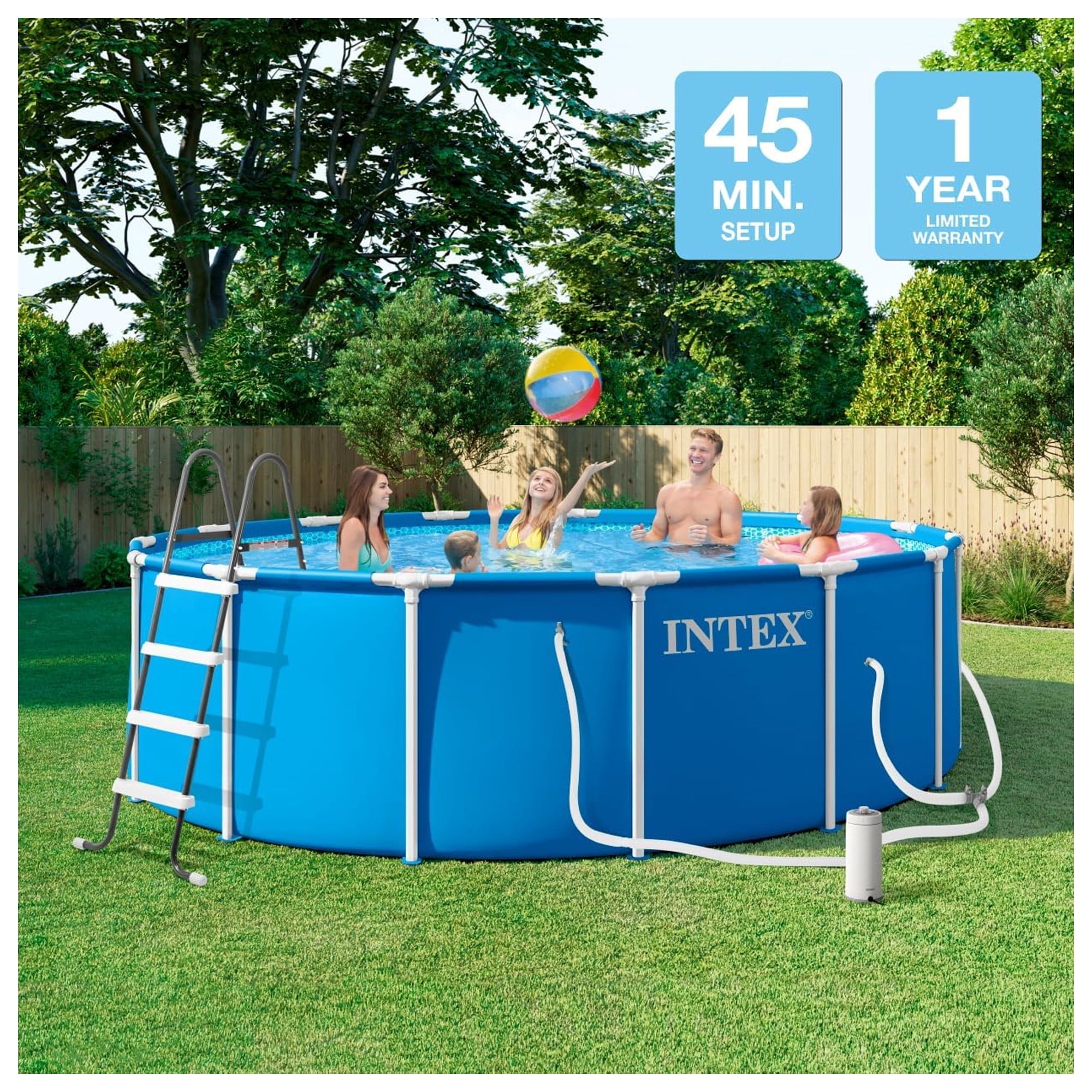 INTEX Metal Frame 12ft x 30in Above Ground Swimming Pool Set w/Filter Pump