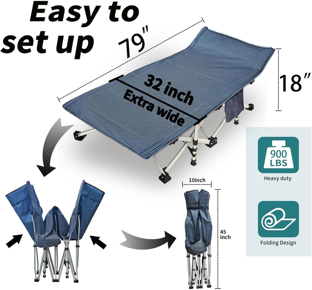 2 Pack Camping Cot with Mattress Comfortable Sleeping Cot Camping Cots for Adults 2 Person Folding Cot Heavy Duty Cots for Sleeping with Carry Bag Outdoor Indoor Home Vacation
