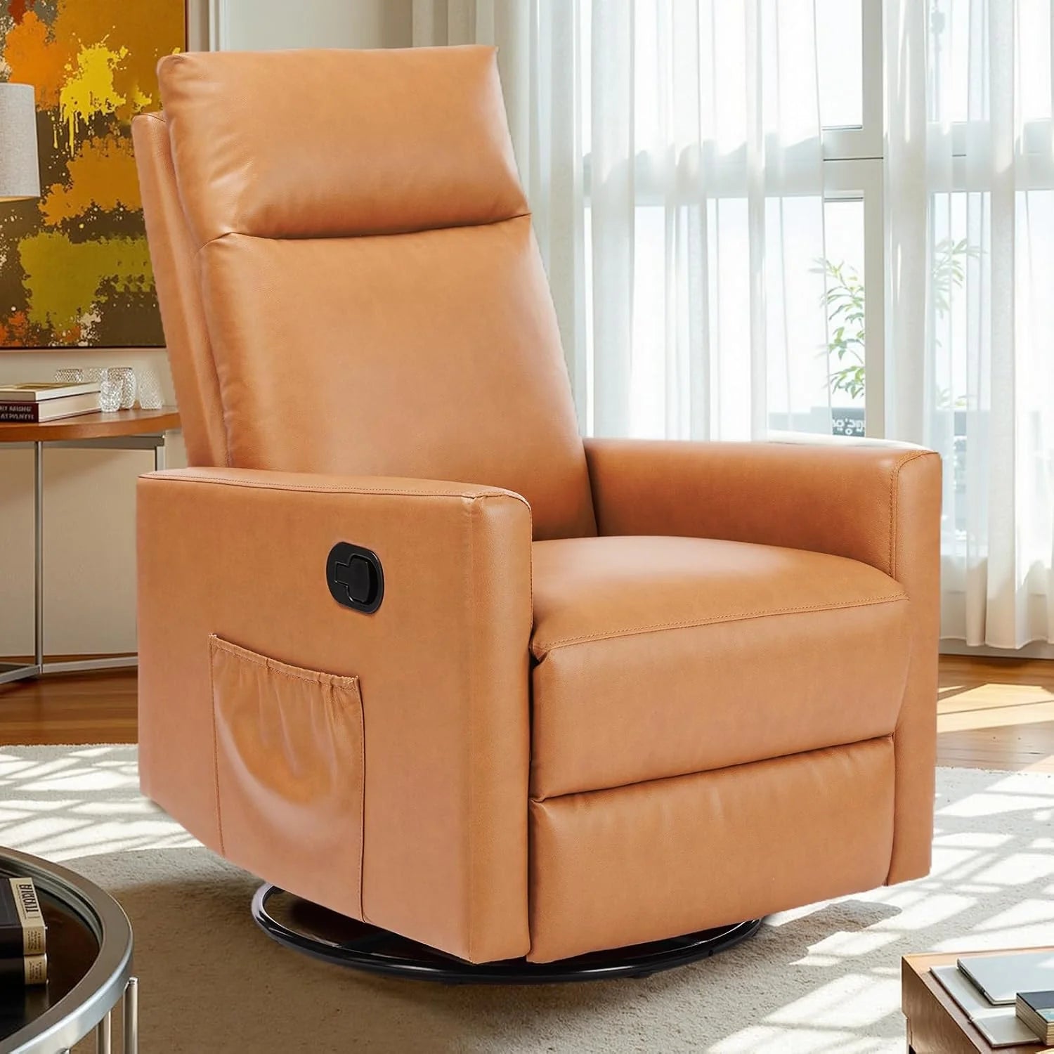 Sweetcrispy Massage Recliner Chair for Adults, Adjustable Home Theater Seating with Lumbar Support for Living Room, Modern Fabric Reclining, Pure Black